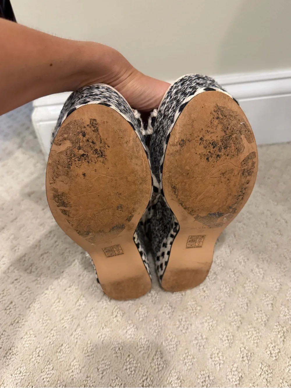 Free People Black and White Woven Platform Wedge Sandals